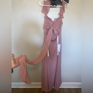 Elegant Pink Bridesmaid Maxi Dress